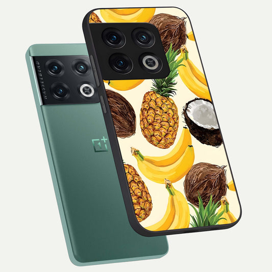  Tropical Fruit Mood phone case For OnePlus 10 Pro showing premium glass back cover with detailed artwork
