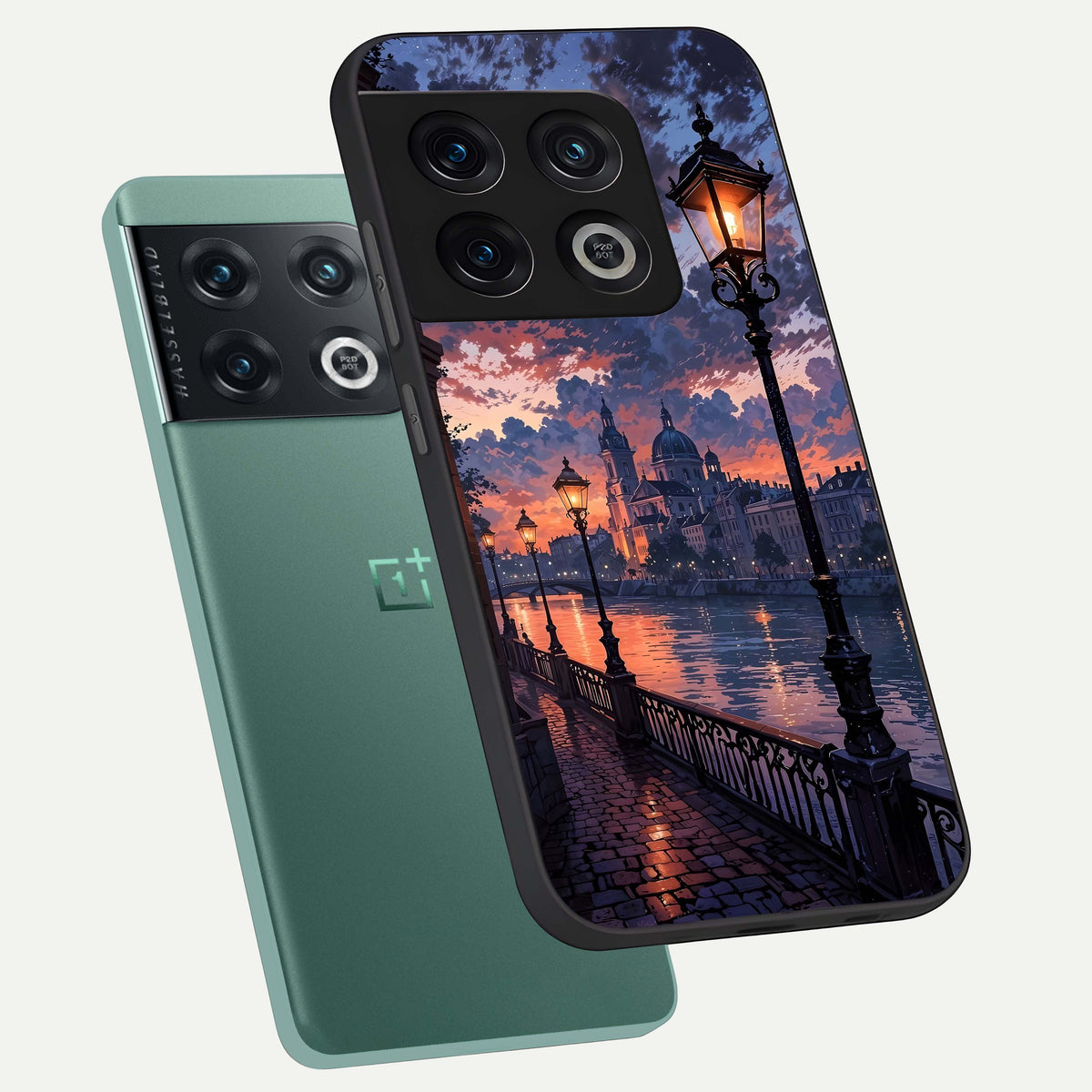  Twilight River Lights phone case For OnePlus 10 Pro showing premium glass back cover with detailed artwork