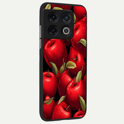  Apple Pattern back cover For OnePlus 10 Pro slim fit glass case with vibrant aesthetic design