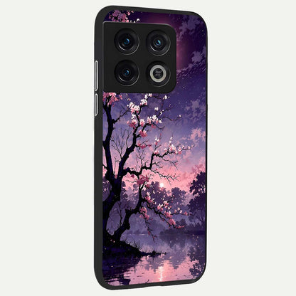  Blossom Pink Moon back cover For OnePlus 10 Pro slim fit glass case with vibrant aesthetic design