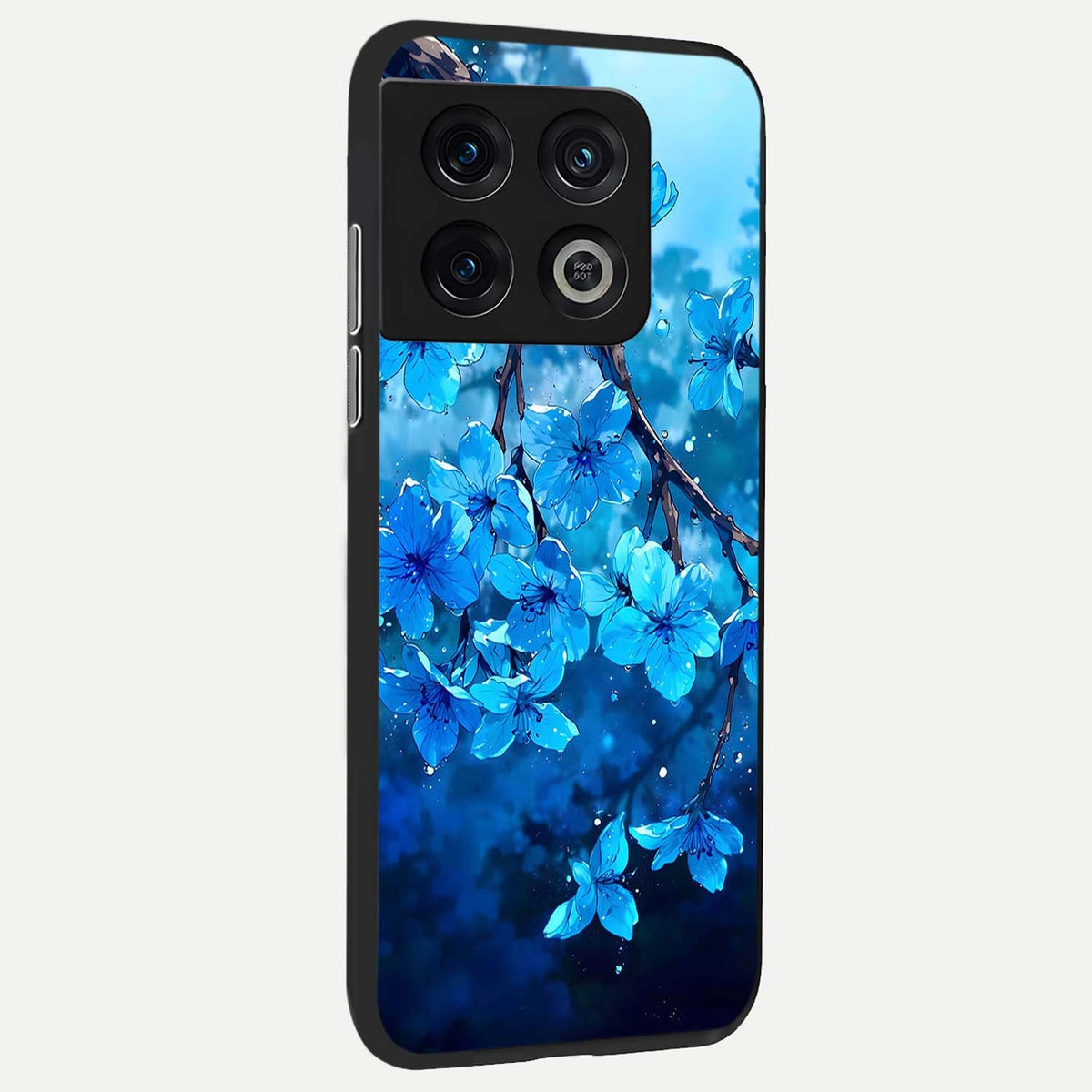  Blue Blossoms Branch back cover For OnePlus 10 Pro slim fit glass case with vibrant aesthetic design