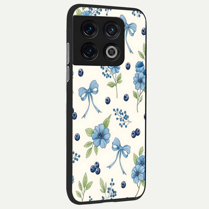  Blue Flower And Bow back cover For OnePlus 10 Pro slim fit glass case with vibrant aesthetic design
