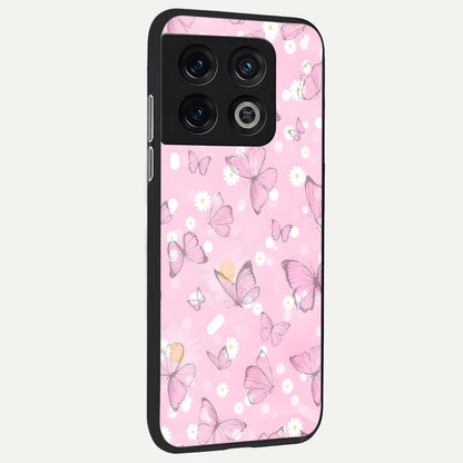  Blush Butterfly Garden back cover For OnePlus 10 Pro slim fit glass case with vibrant aesthetic design