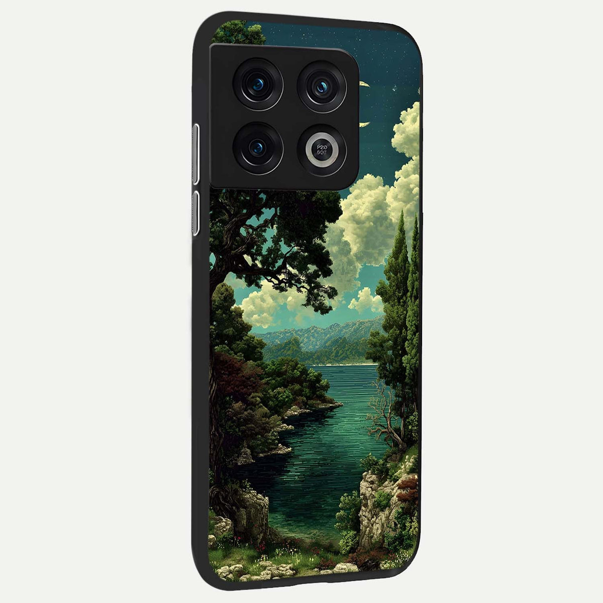  Celestial Lake Peace back cover For OnePlus 10 Pro slim fit glass case with vibrant aesthetic design