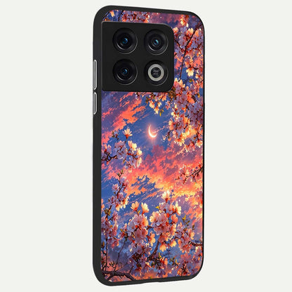  Celestial Sakura Sunset back cover For OnePlus 10 Pro slim fit glass case with vibrant aesthetic design