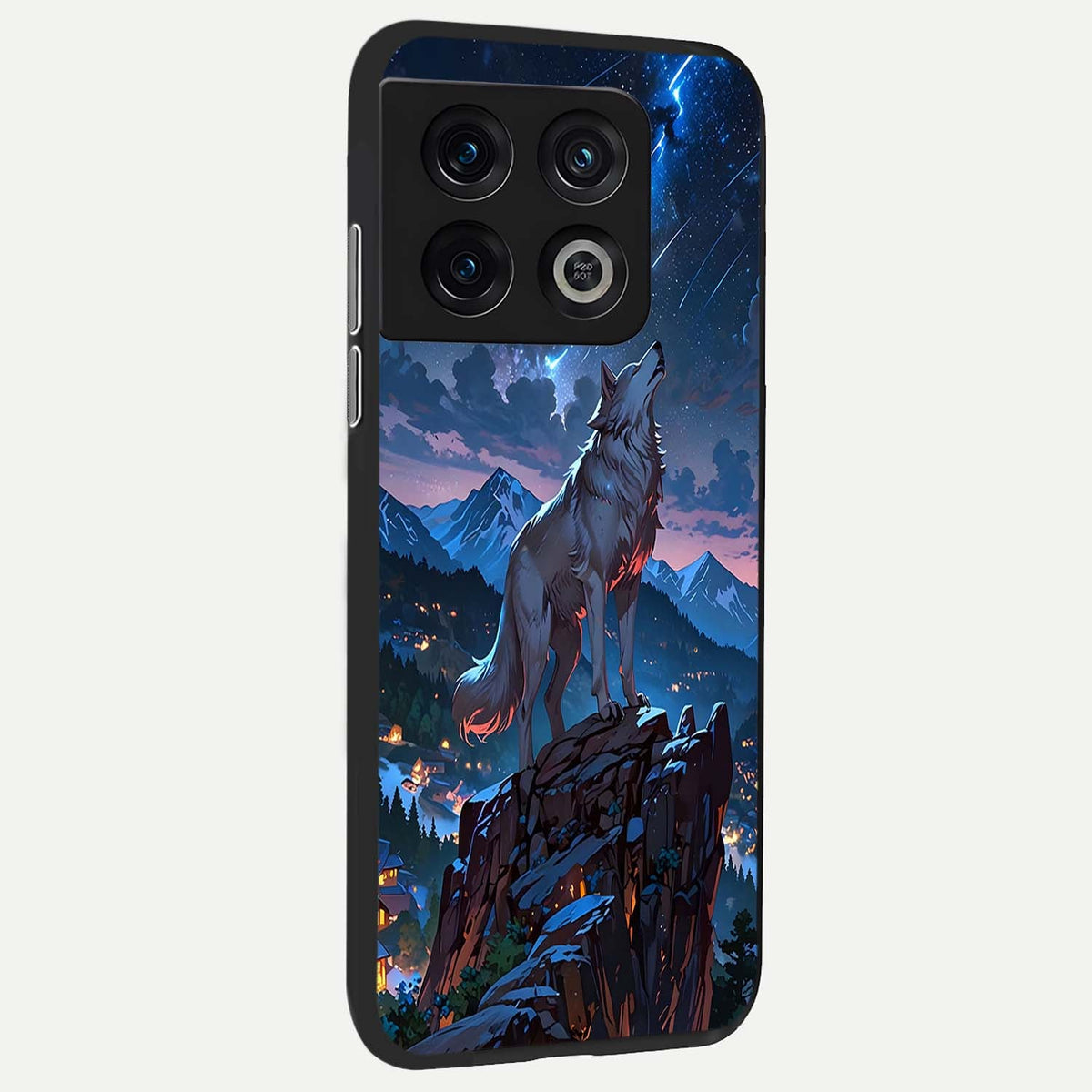  Celestial Wolf Howl back cover For OnePlus 10 Pro slim fit glass case with vibrant aesthetic design