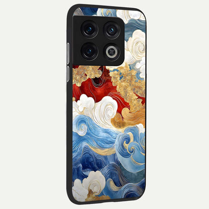 Colored Waves back cover For OnePlus 10 Pro slim fit glass case with vibrant aesthetic design