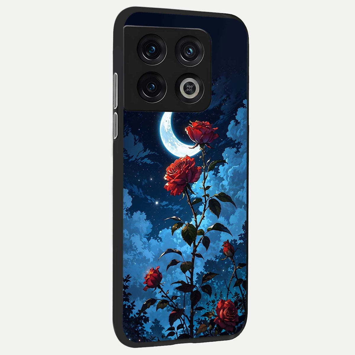  Crimson Rose Moon back cover For OnePlus 10 Pro slim fit glass case with vibrant aesthetic design