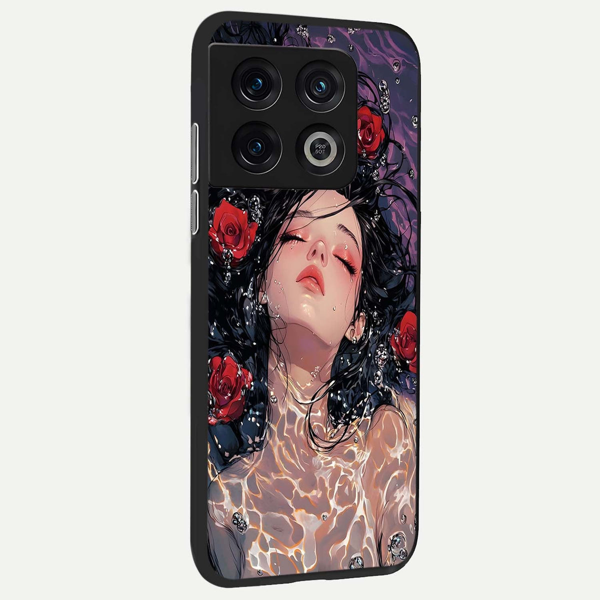  Crimson Rose Serenity back cover For OnePlus 10 Pro slim fit glass case with vibrant aesthetic design