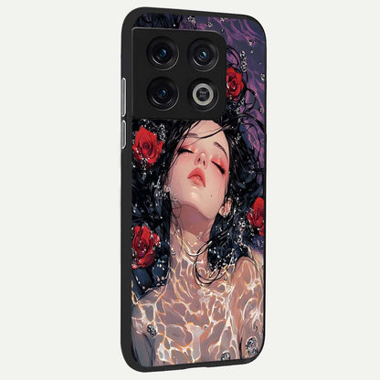  Crimson Rose Serenity back cover For OnePlus 10 Pro slim fit glass case with vibrant aesthetic design