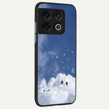  Cute Blossom Cloud back cover For OnePlus 10 Pro slim fit glass case with vibrant aesthetic design