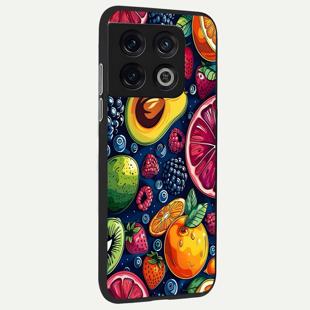  Cute Fruits Art back cover For OnePlus 10 Pro slim fit glass case with vibrant aesthetic design