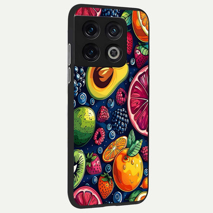  Cute Fruits Art back cover For OnePlus 10 Pro slim fit glass case with vibrant aesthetic design