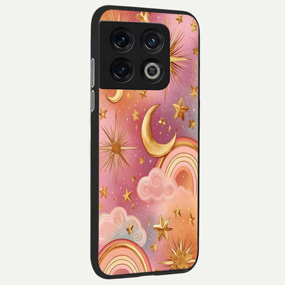  Golden Celestial Dreams back cover For OnePlus 10 Pro slim fit glass case with vibrant aesthetic design