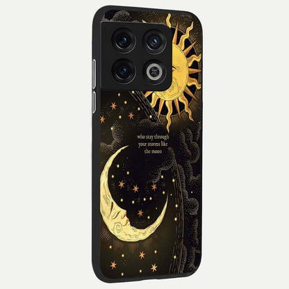  Golden Lunar Love back cover For OnePlus 10 Pro slim fit glass case with vibrant aesthetic design