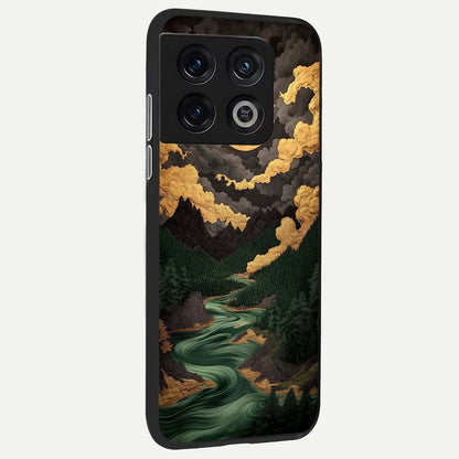  Golden River Moon back cover For OnePlus 10 Pro slim fit glass case with vibrant aesthetic design