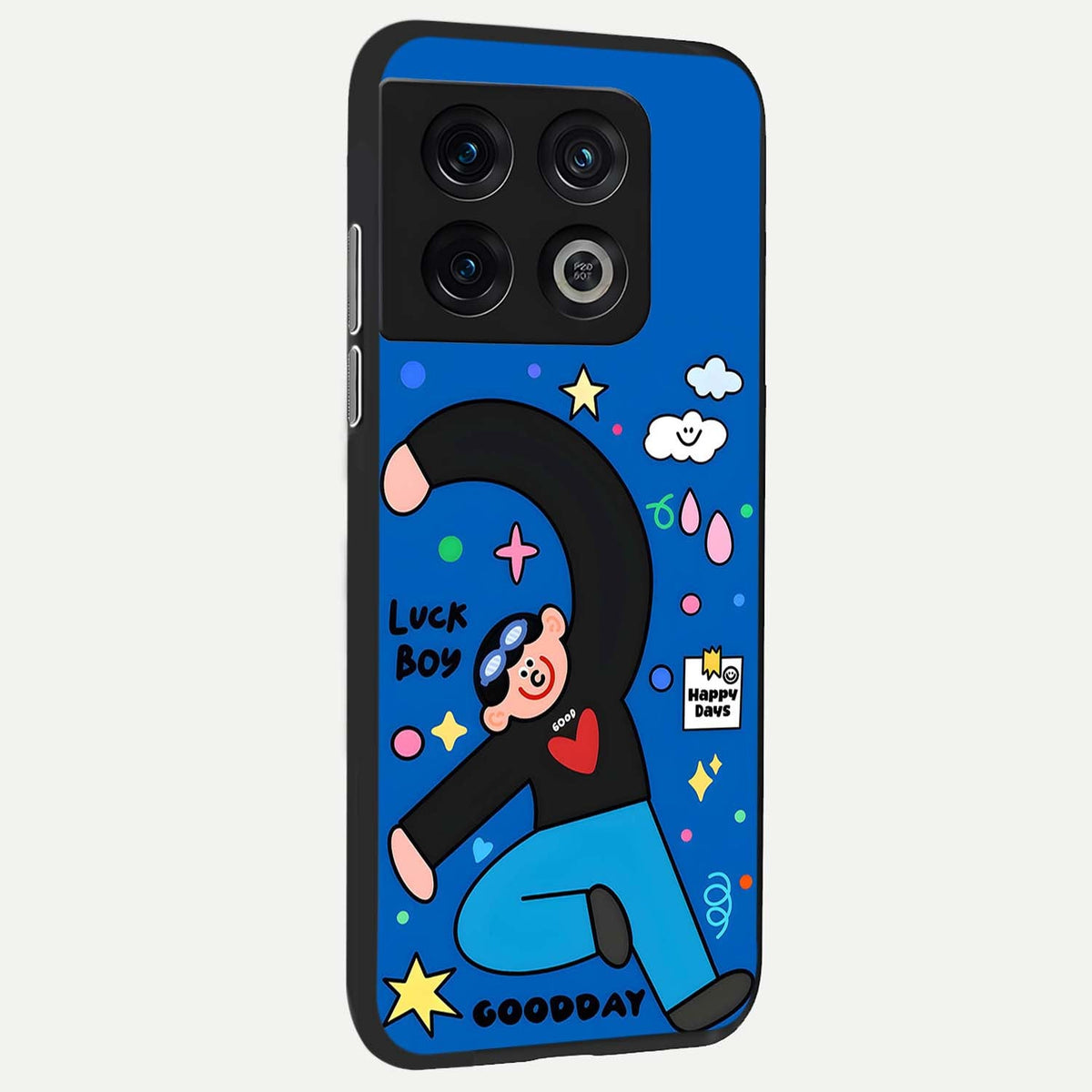  Happy Luck Vibe back cover For OnePlus 10 Pro slim fit glass case with vibrant aesthetic design