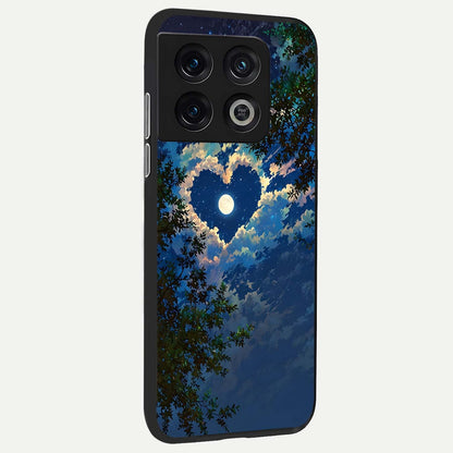  Heart With Moon Sky back cover For OnePlus 10 Pro slim fit glass case with vibrant aesthetic design
