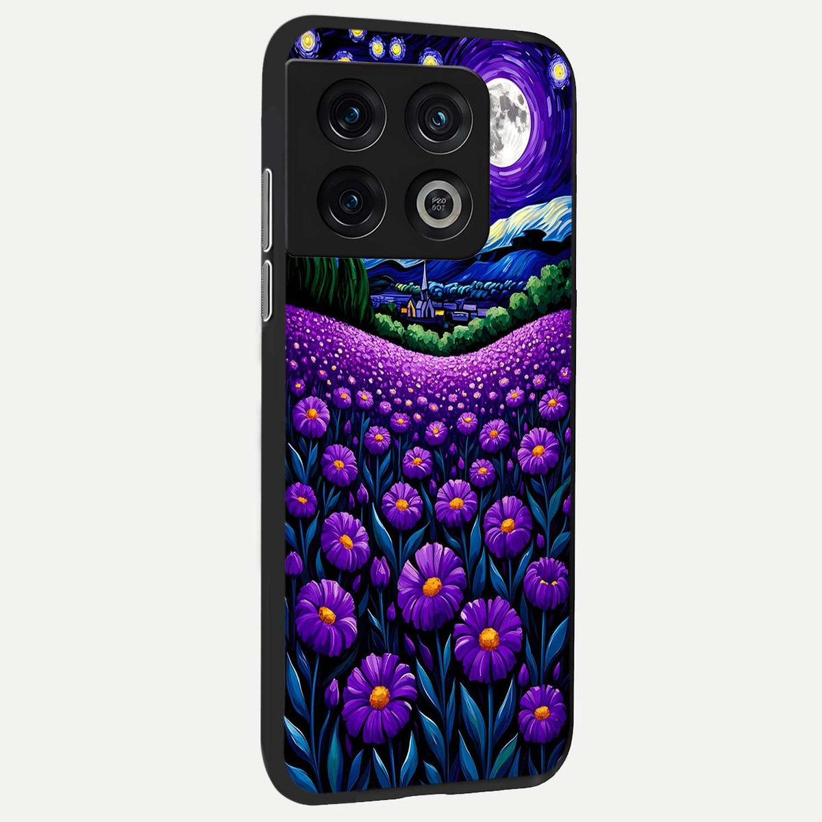  Lavender Moon Field back cover For OnePlus 10 Pro slim fit glass case with vibrant aesthetic design