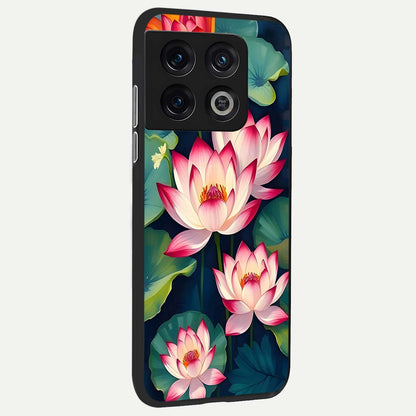  Lotus Dream Serenity back cover For OnePlus 10 Pro slim fit glass case with vibrant aesthetic design