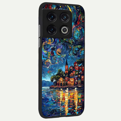  Moonlight Harbor Glow back cover For OnePlus 10 Pro slim fit glass case with vibrant aesthetic design