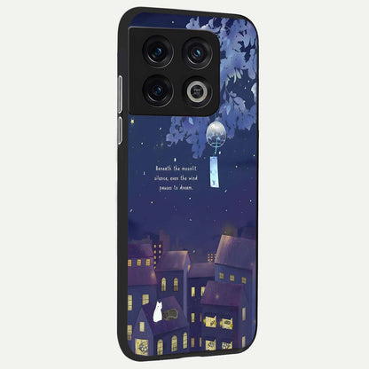  Moonlit Cat Silence back cover For OnePlus 10 Pro slim fit glass case with vibrant aesthetic design