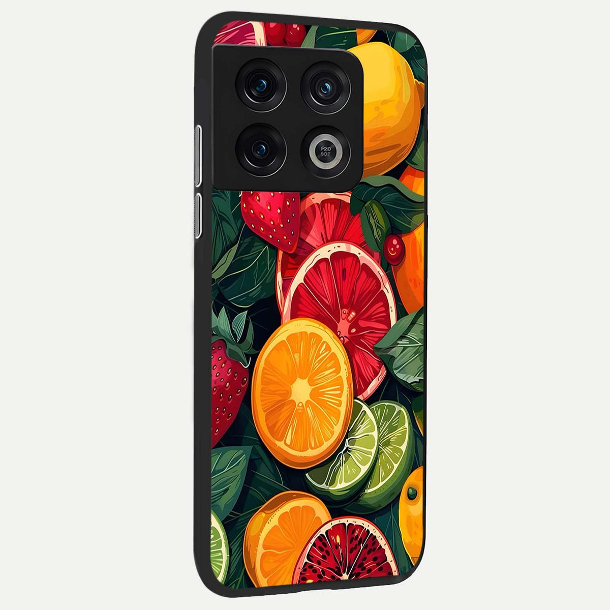  Multiple Fruits back cover For OnePlus 10 Pro slim fit glass case with vibrant aesthetic design