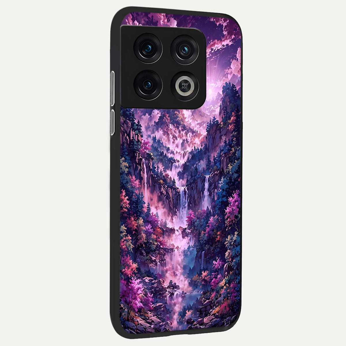  Mystic Cascade Peaks back cover For OnePlus 10 Pro slim fit glass case with vibrant aesthetic design