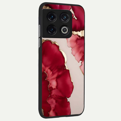  Pink And White Marble back cover For OnePlus 10 Pro slim fit glass case with vibrant aesthetic design