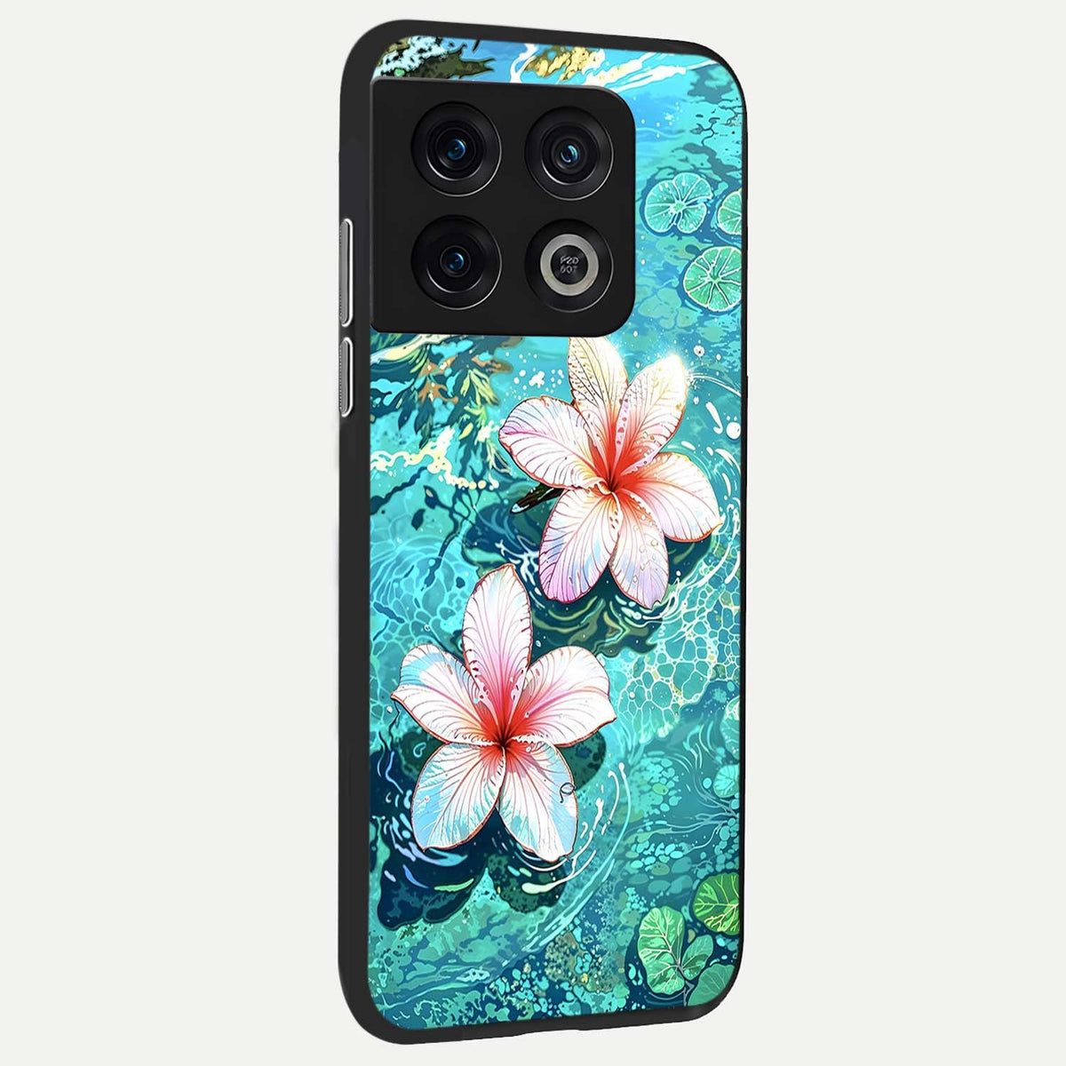  Pink Flowers in Water back cover For OnePlus 10 Pro slim fit glass case with vibrant aesthetic design