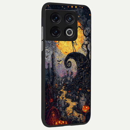  Pumpkin Moon Night back cover For OnePlus 10 Pro slim fit glass case with vibrant aesthetic design