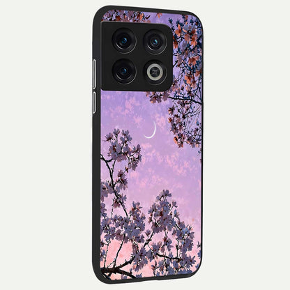  Purple Serenity Moon back cover For OnePlus 10 Pro slim fit glass case with vibrant aesthetic design