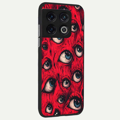  Red Eyes Pattern back cover For OnePlus 10 Pro slim fit glass case with vibrant aesthetic design