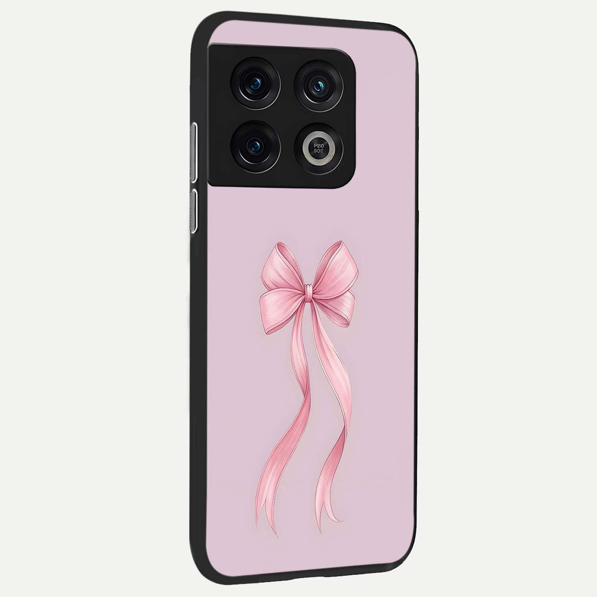  Soft Blush Bow back cover For OnePlus 10 Pro slim fit glass case with vibrant aesthetic design