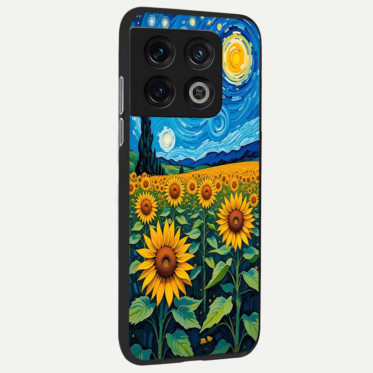  Starry Sunflower Dreams back cover For OnePlus 10 Pro slim fit glass case with vibrant aesthetic design