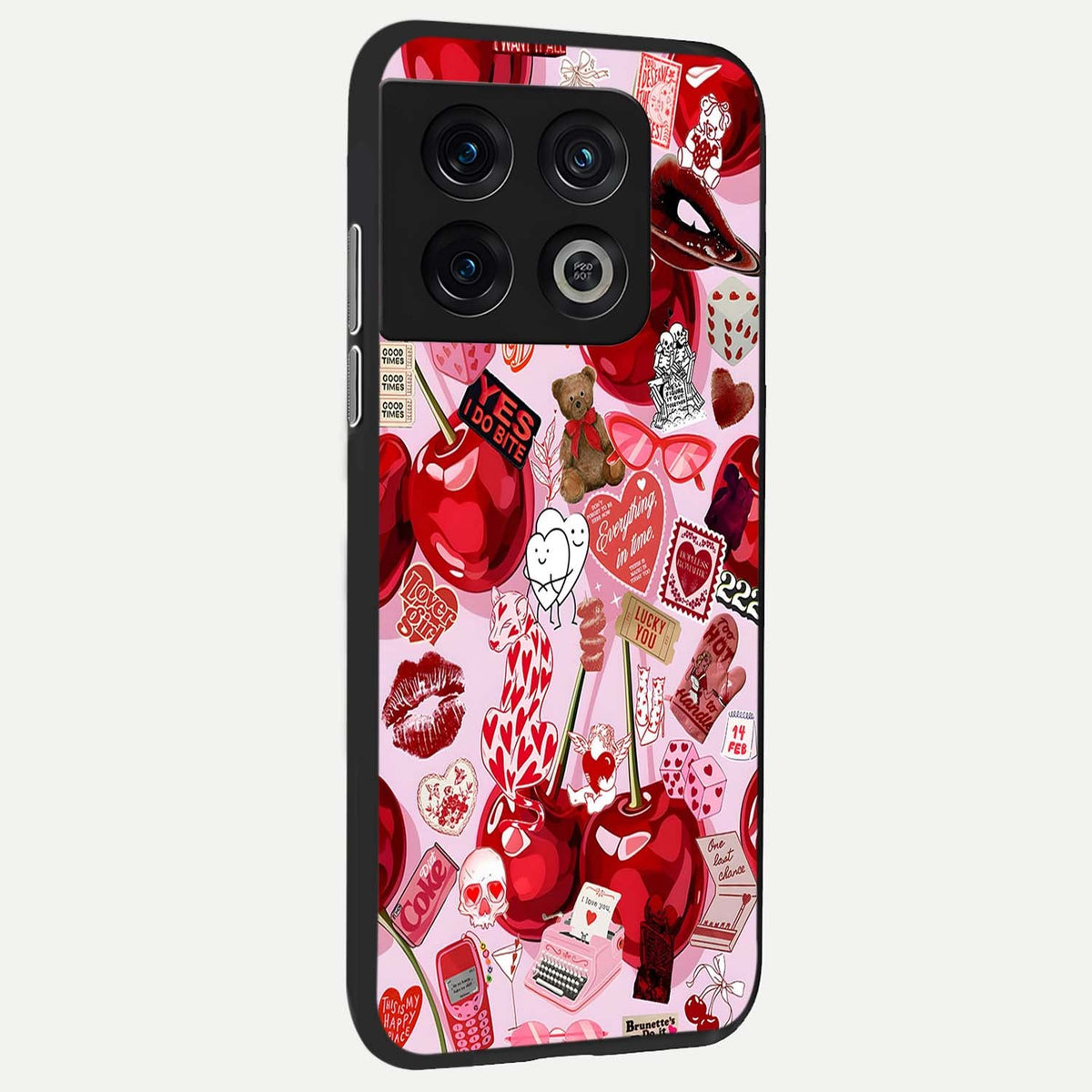 Sweet Cherry Chaos back cover For OnePlus 10 Pro slim fit glass case with vibrant aesthetic design