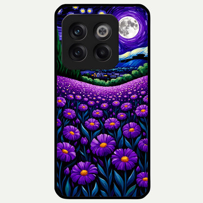 Lavender Moon Field Glass Case captured at a warm angle highlighting serene night hues, gloss, and edge clarity.