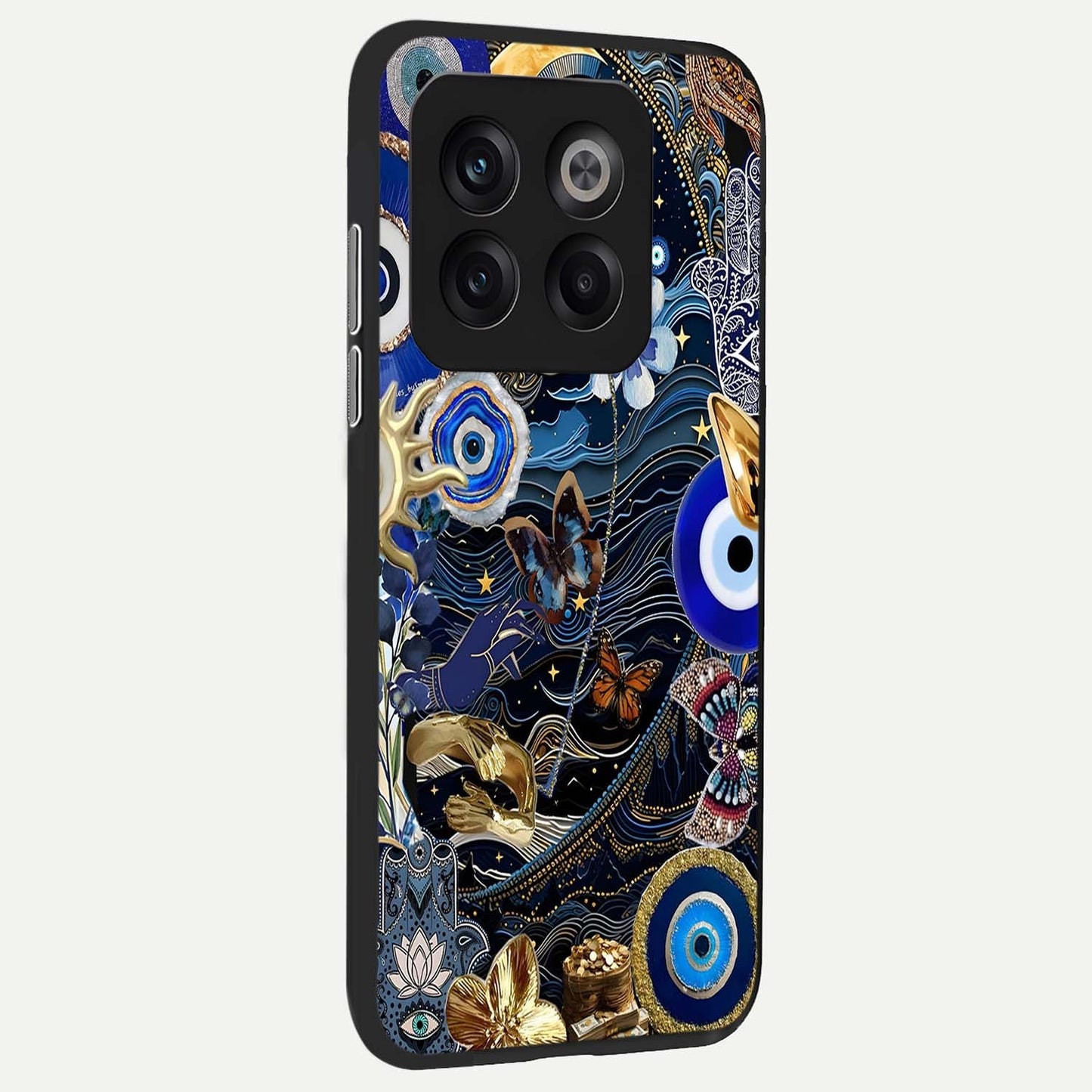 Golden Moon Magic Glass Case showing full back design in clean flat view with glowing lunar gold artwork and glossy glass finish.