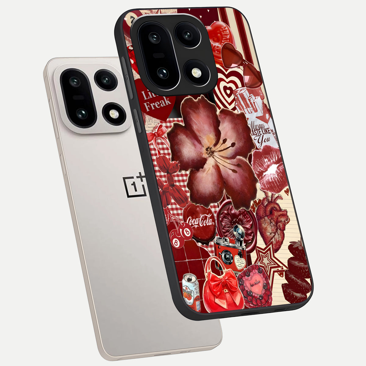  Aesthetic Little Freak phone case For Oneplus 15 showing premium glass back cover with detailed artwork