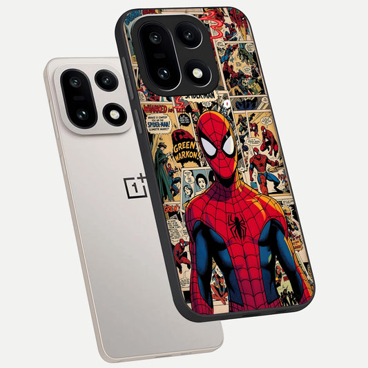 Aesthetic Spider phone case For Oneplus 15 showing premium glass back cover with detailed artwork