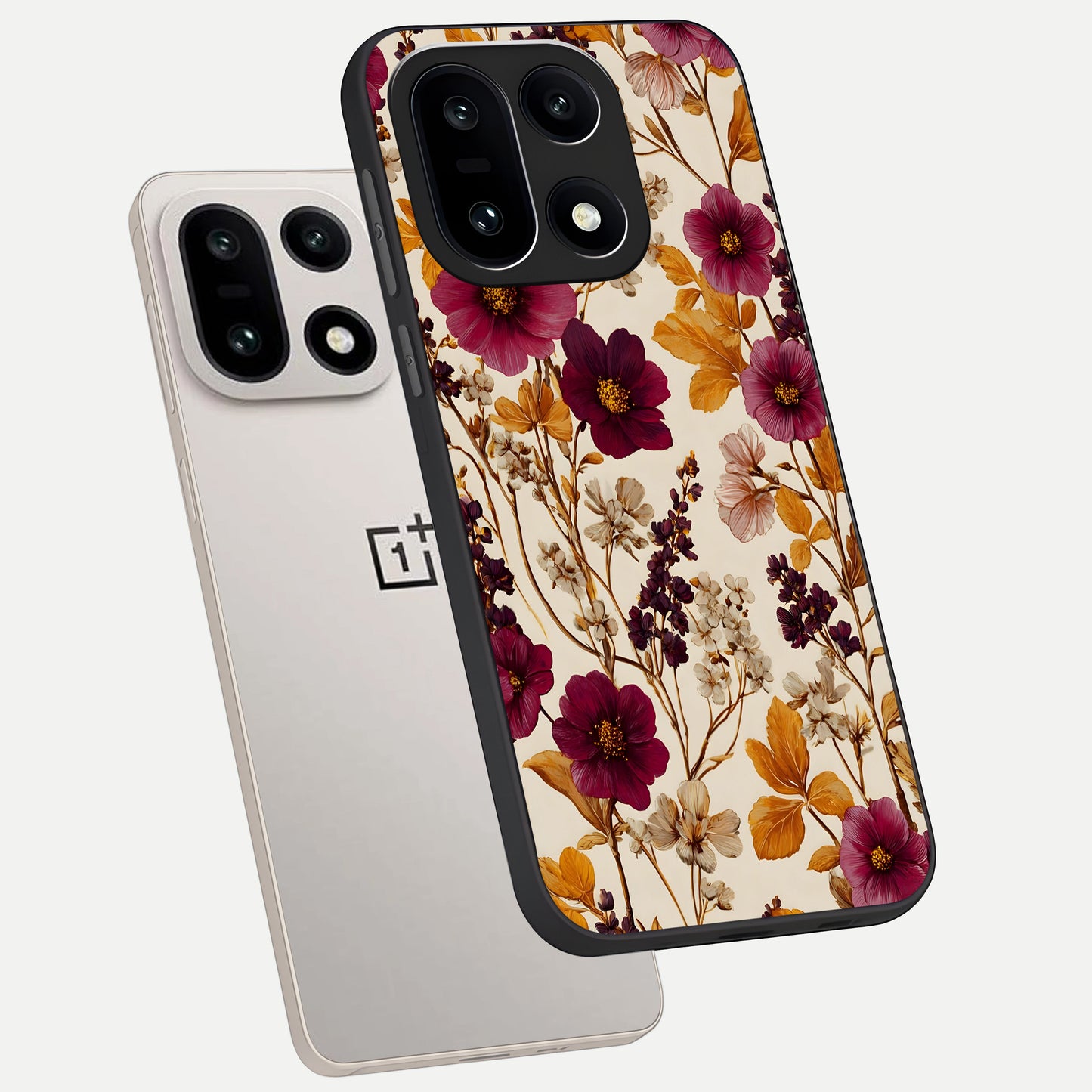  Autumn Wine Bloom phone case For Oneplus 15 showing premium glass back cover with detailed artwork