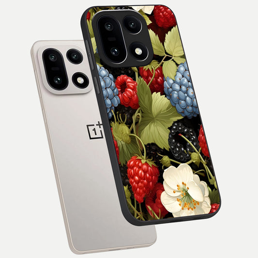 Berry Bloom Charm phone case For Oneplus 15 showing premium glass back cover with detailed artwork