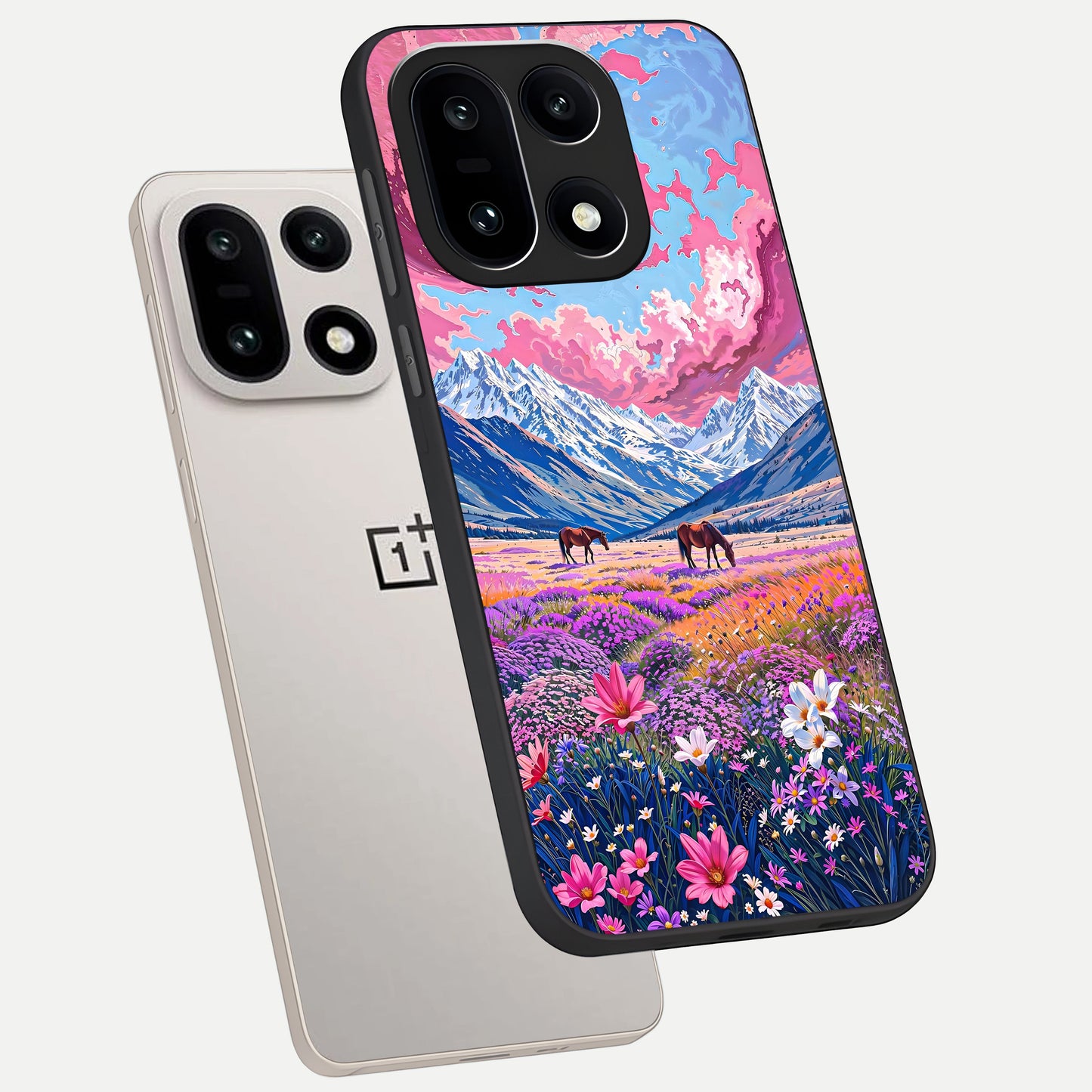  Blossom Valley Dream phone case For Oneplus 15 showing premium glass back cover with detailed artwork