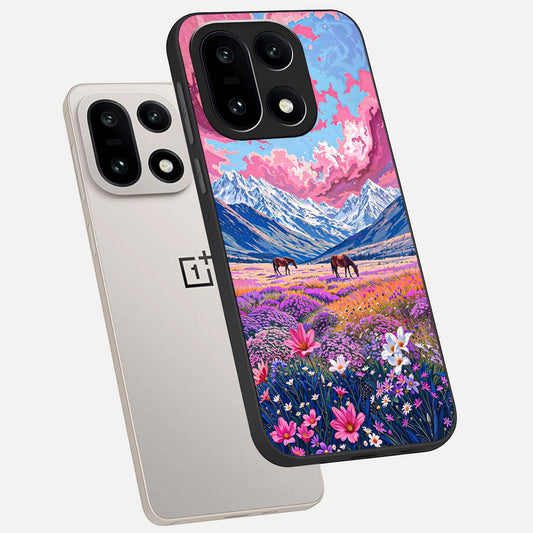  Blossom Valley Dream phone case For Oneplus 15 showing premium glass back cover with detailed artwork