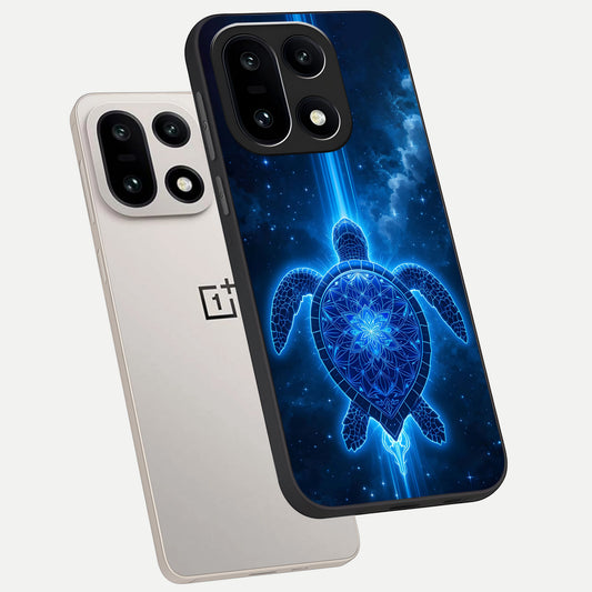  Blue Galaxy Turtle phone case For Oneplus 15 showing premium glass back cover with detailed artwork