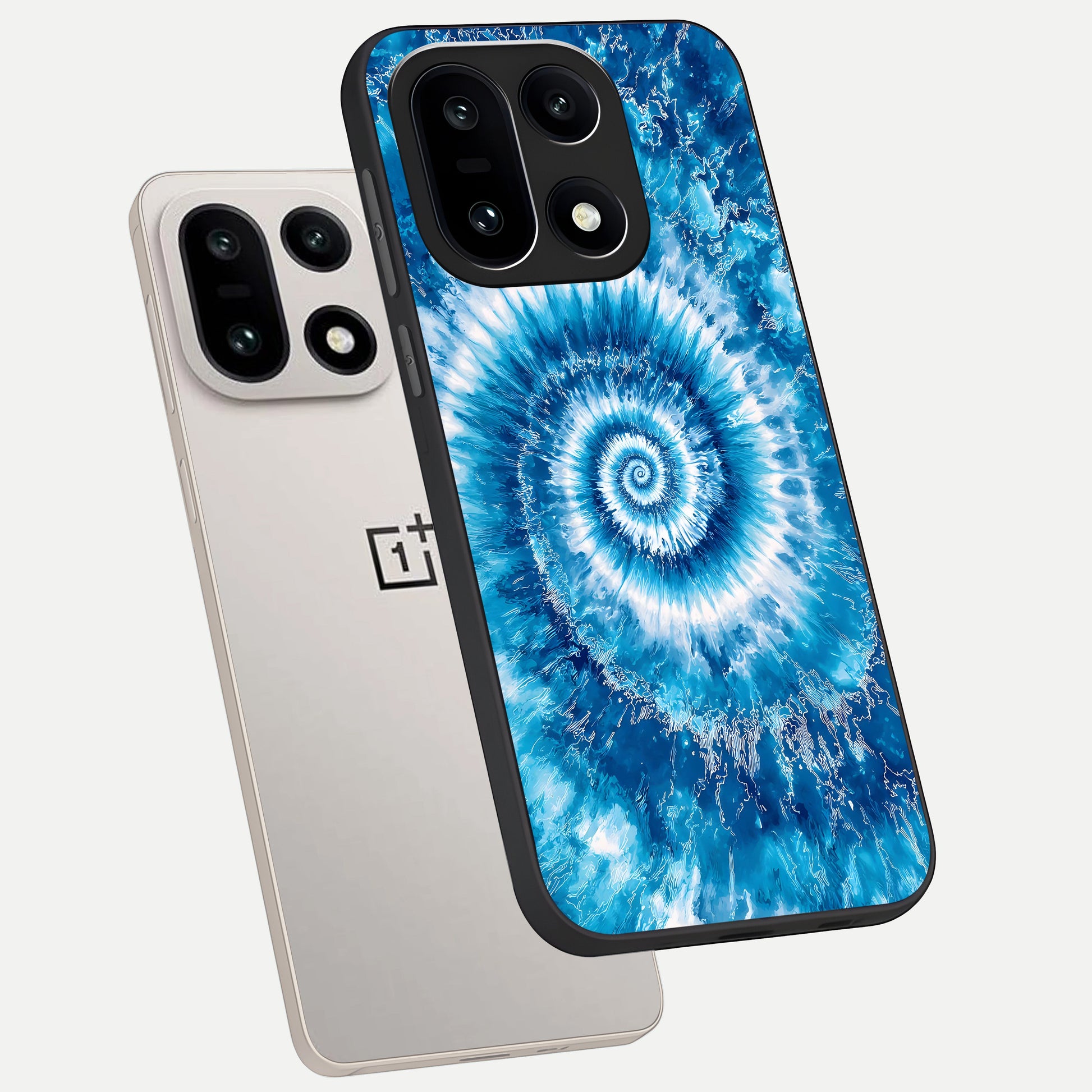  Blue Galaxy Wave phone case For Oneplus 15 showing premium glass back cover with detailed artwork