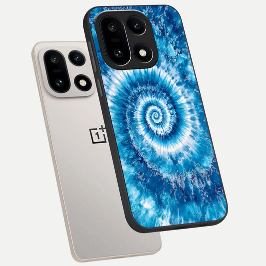 Blue Galaxy Wave phone case For Oneplus 15 showing premium glass back cover with detailed artwork