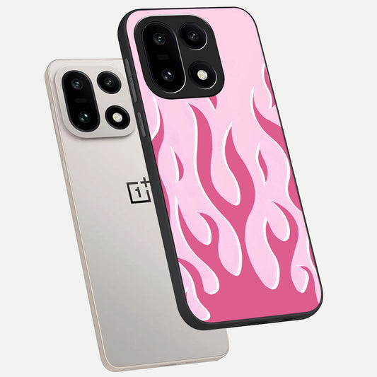  Blush Flame Energy phone case For Oneplus 15 showing premium glass back cover with detailed artwork