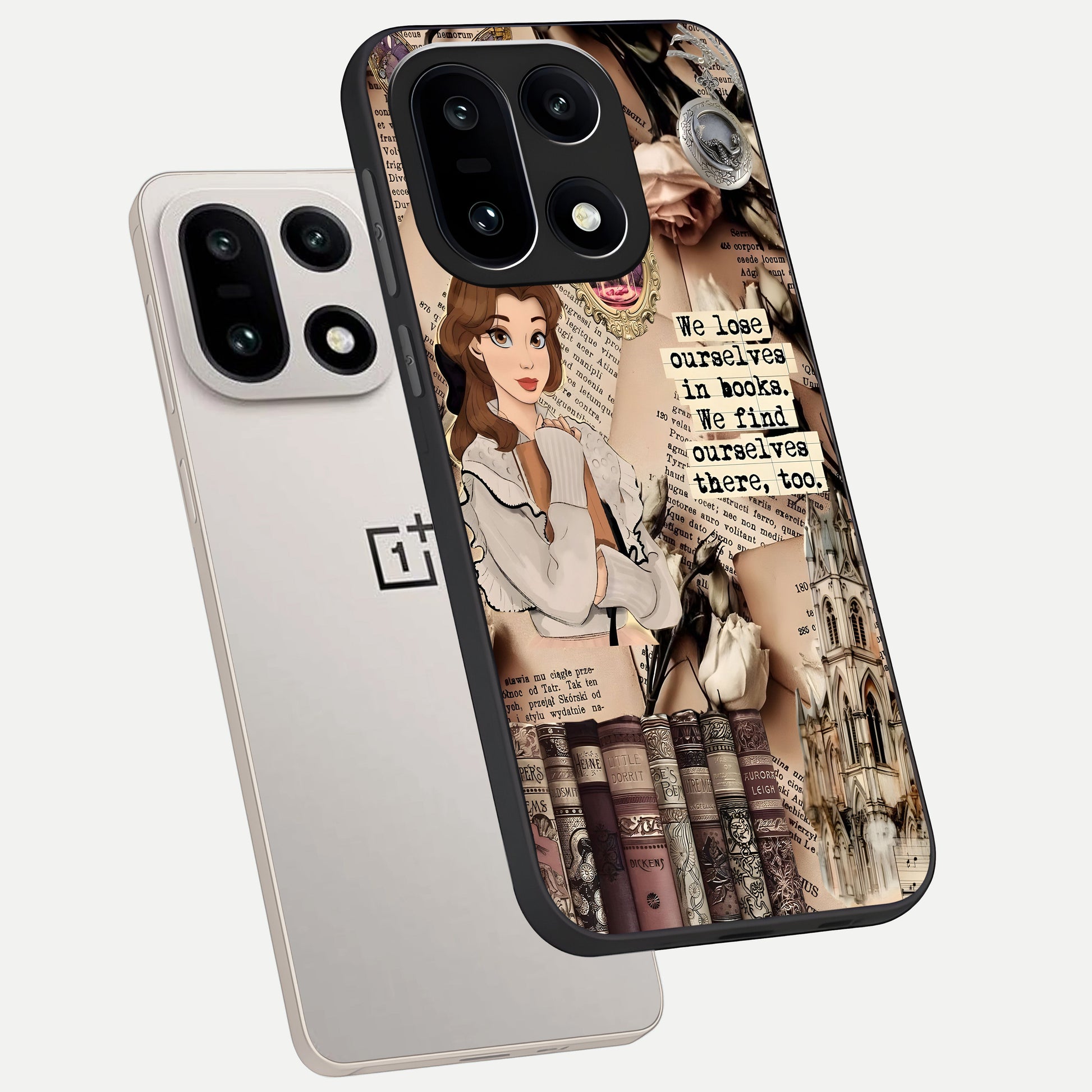  Bookish Dream World phone case For Oneplus 15 showing premium glass back cover with detailed artwork