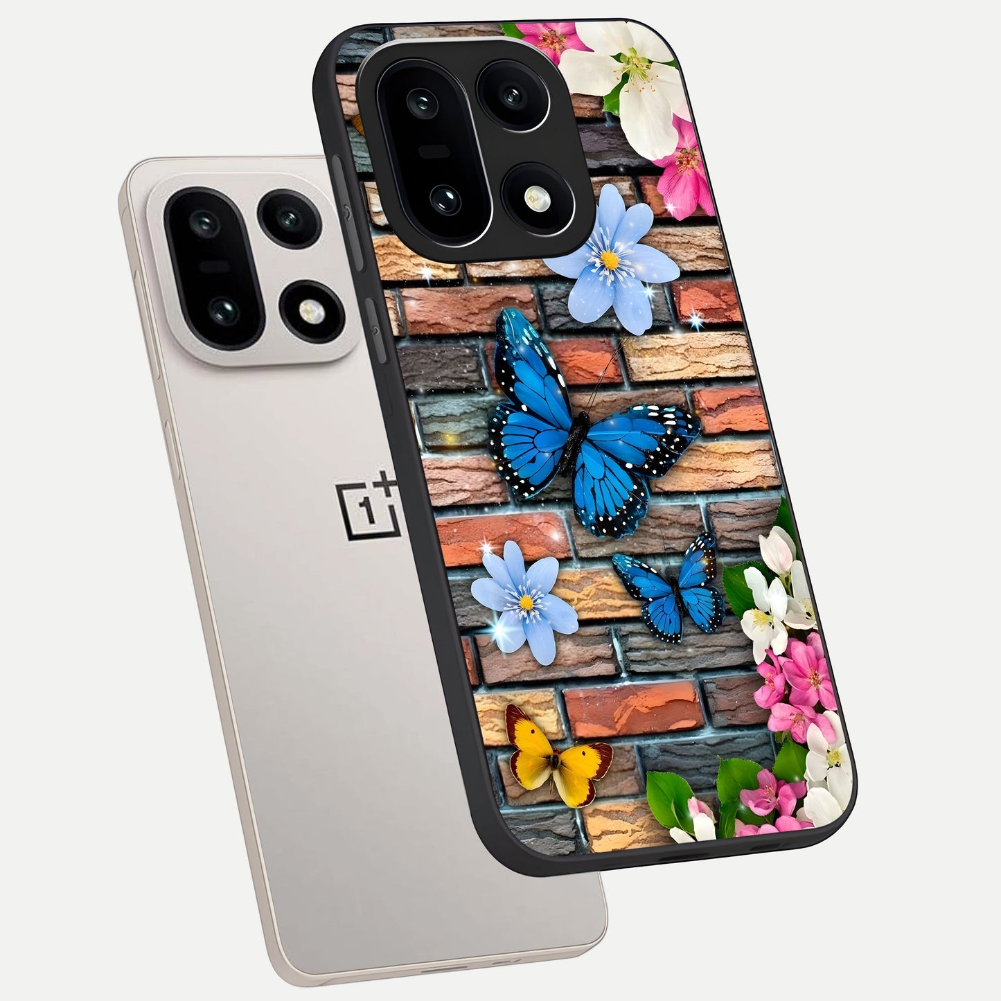  Brick Bloom Flight phone case For Oneplus 15 showing premium glass back cover with detailed artwork
